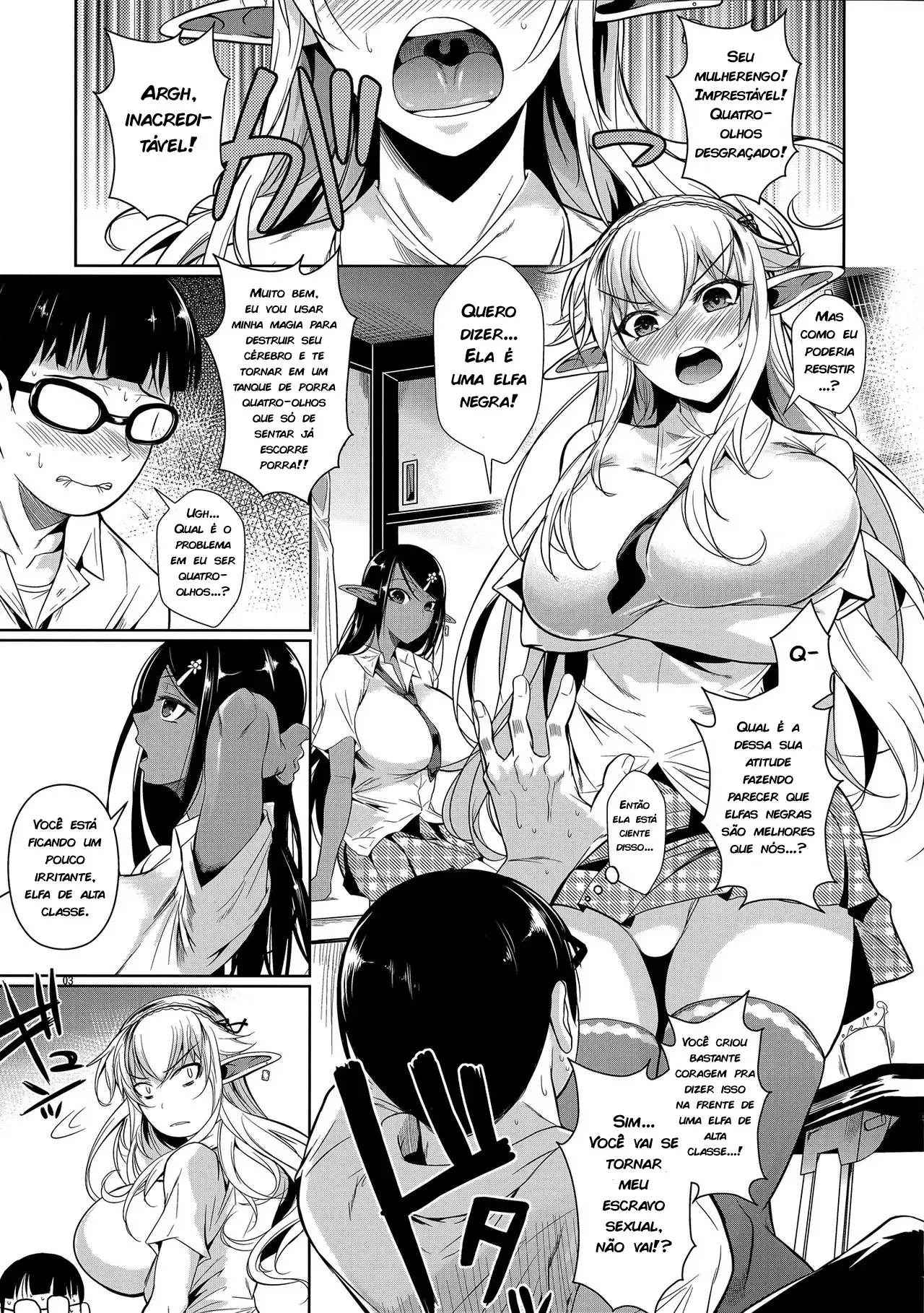 Colegial com as Elfas – Hentai Preto e Branco – Alta Qualidade em PT-BR