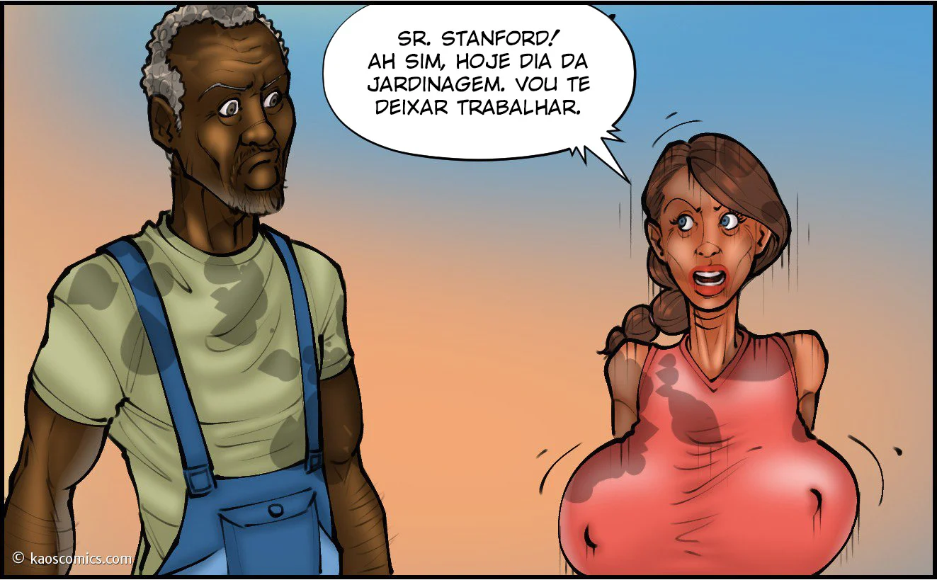 Cartoon quadrinho pornô A esposa e os jardineiros pretos 3 – HQ Traição – Falas em PT-BR