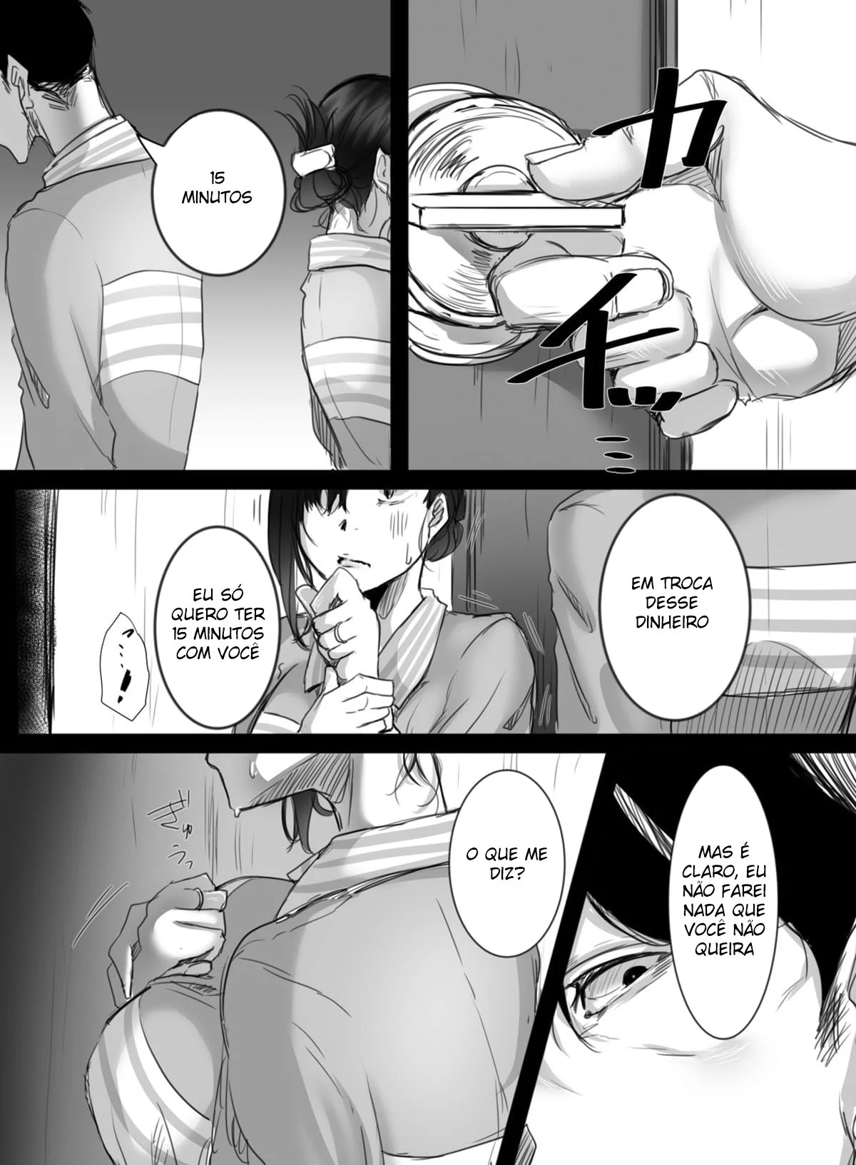 15 Minutos de Hora Extra – Hentai Preto e Branco – Traduzido para Português