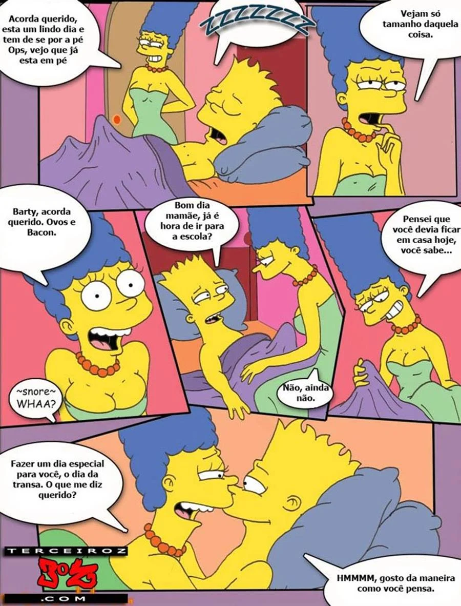 Bart gozando na Lisa e na Marge Simpson – Simpsons Porno – Quadrinho em PT-BR