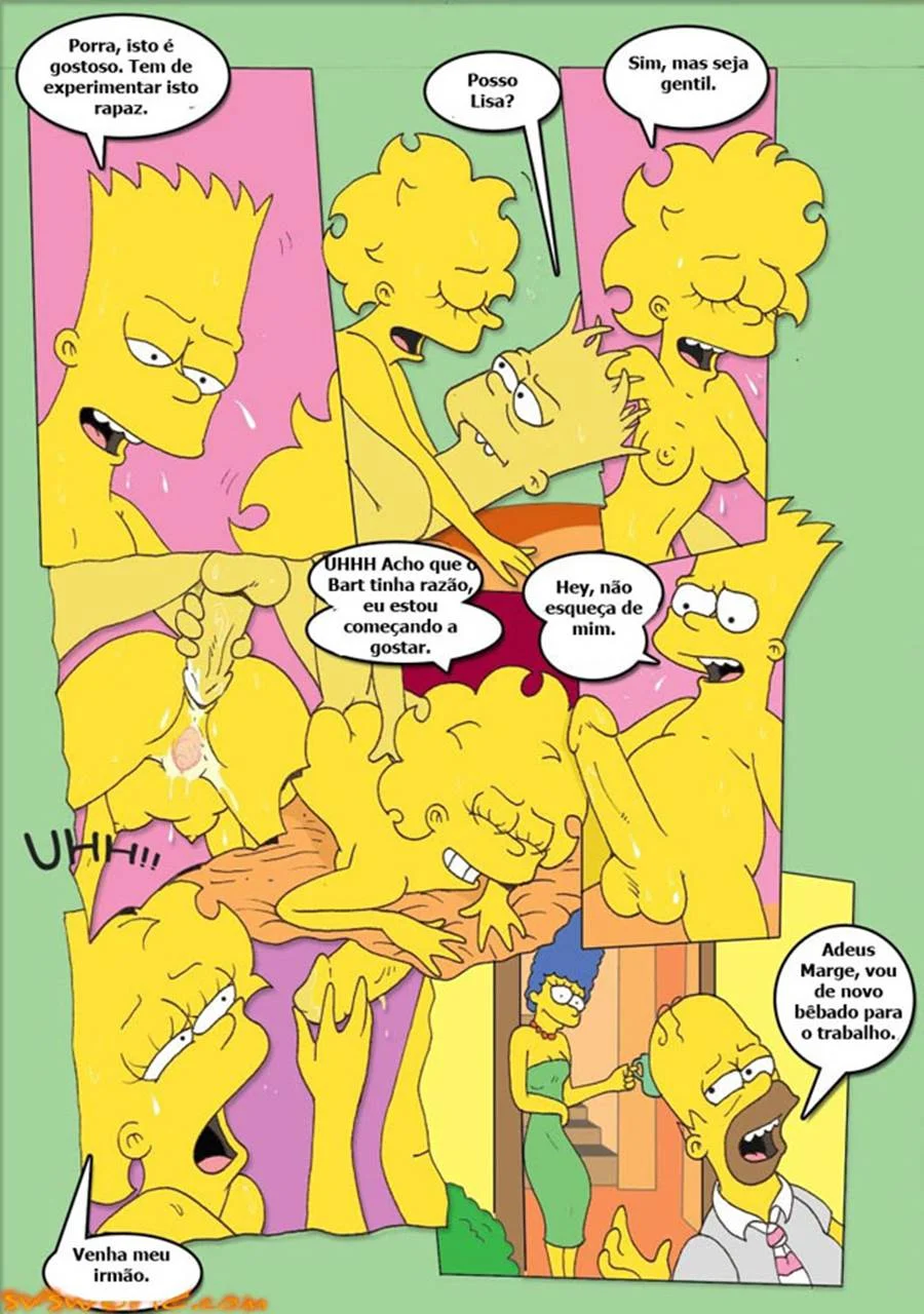Bart gozando na Lisa e na Marge Simpson – Simpsons Porno – Quadrinho em PT-BR