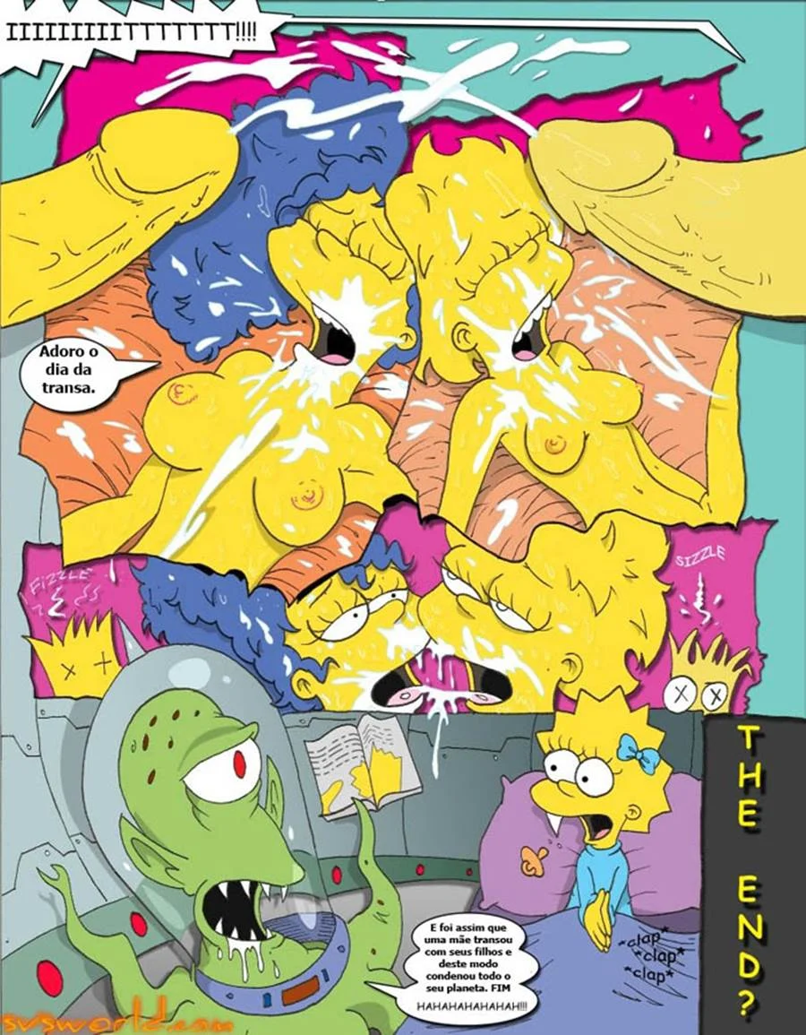 Bart gozando na Lisa e na Marge Simpson – Simpsons Porno – Quadrinho em PT-BR