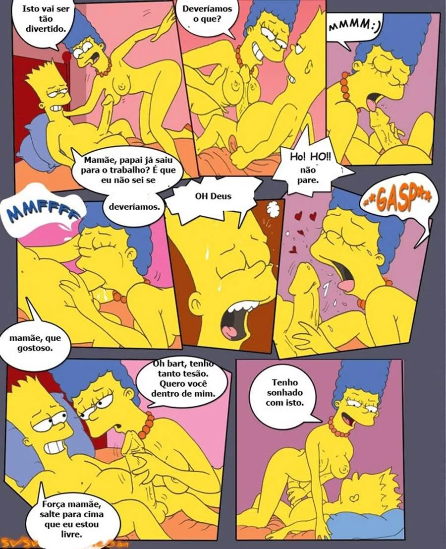 Bart gozando na Lisa e na Marge Simpson – Simpsons Porno – Quadrinho em PT-BR
