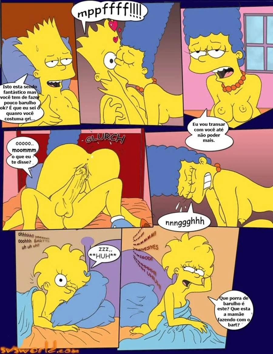Bart gozando na Lisa e na Marge Simpson – Simpsons Porno – Quadrinho em PT-BR