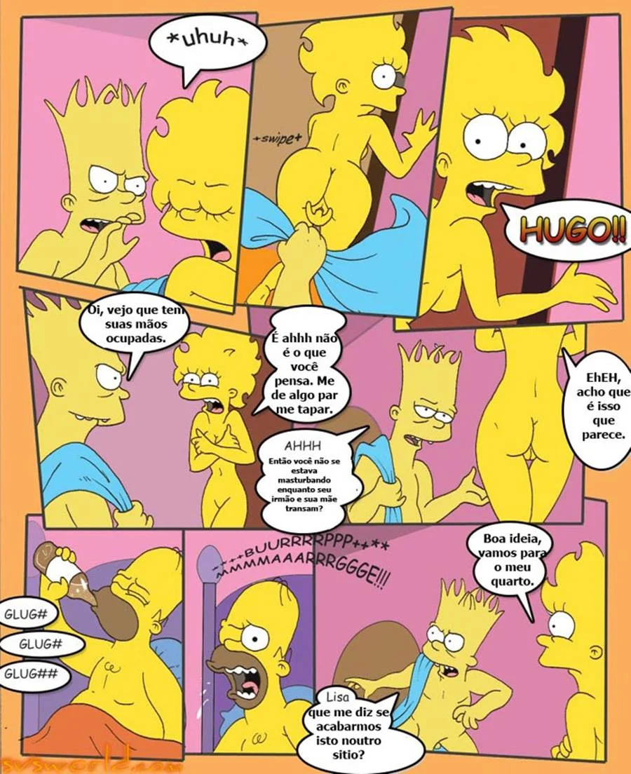 Bart gozando na Lisa e na Marge Simpson – Simpsons Porno – Quadrinho em PT-BR