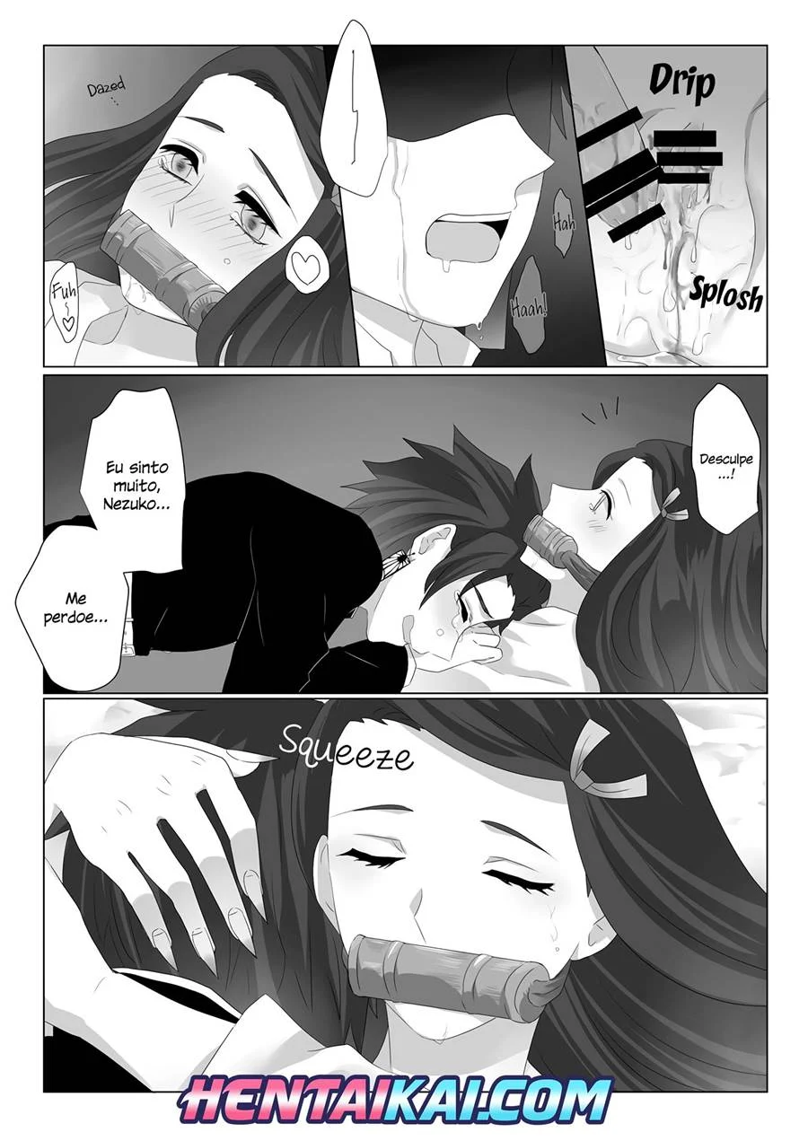 Fodas Explícitas com a Donzela Caída de Kimetsu no Yaiba em HQ