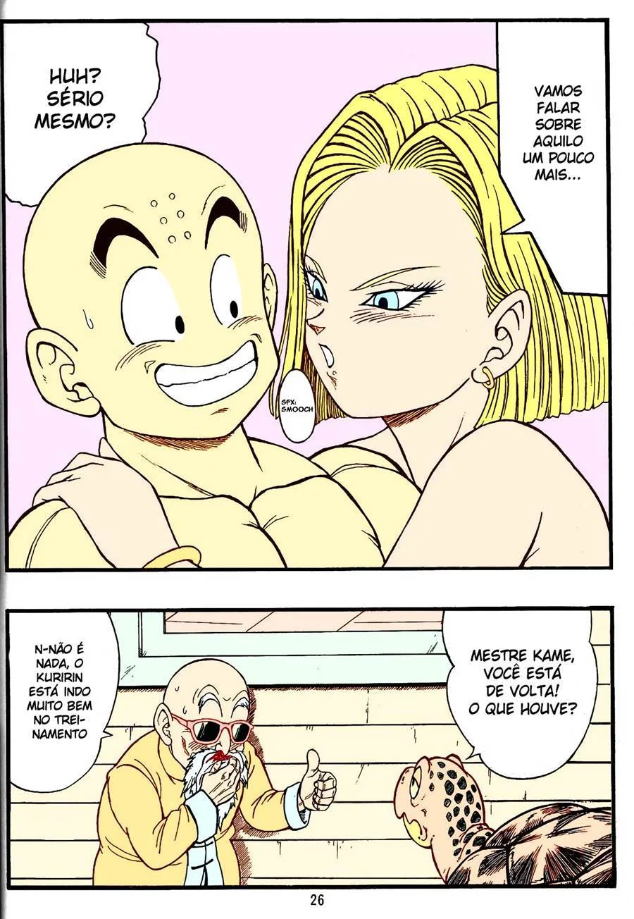 Kuririn Arregaçando a Android 18 - Sexo Explícito nos Quadrinhos Proibidos de Dragon Ball