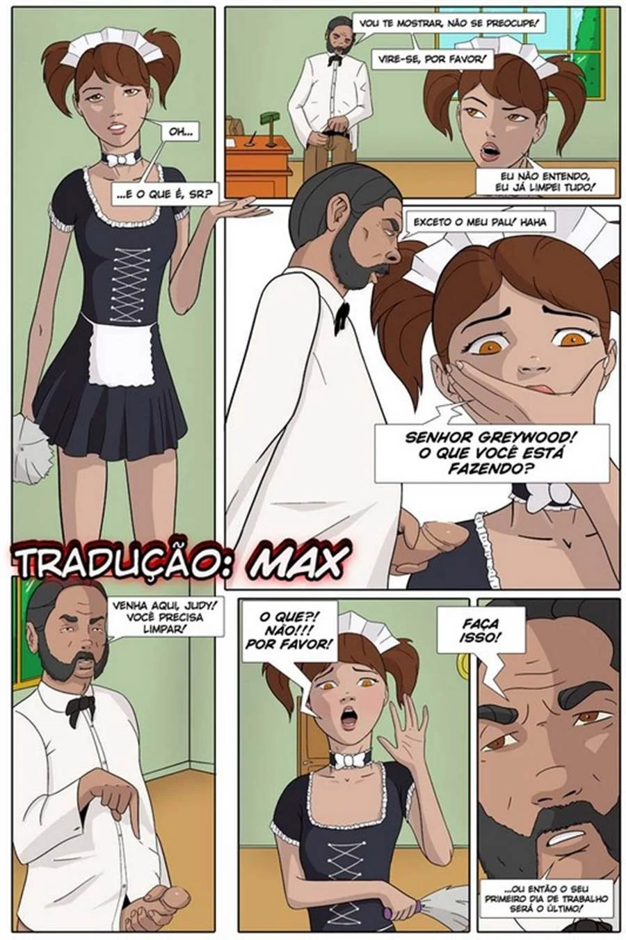 Empregada Submissa em Cena de Sexo Explícito - Hentai Ardente em HQ.