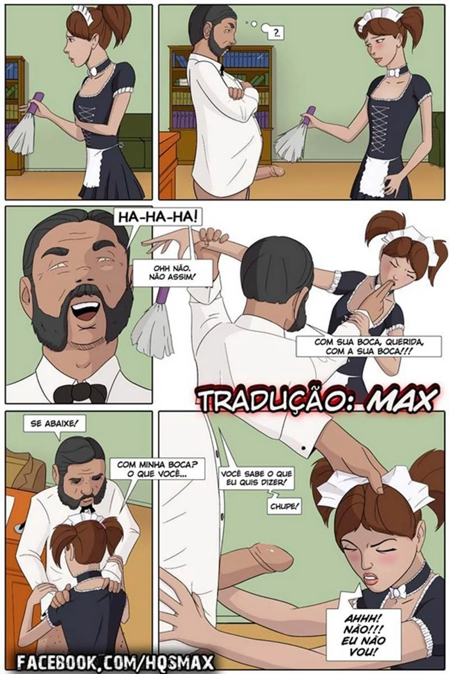 Empregada Submissa em Cena de Sexo Explícito - Hentai Ardente em HQ.