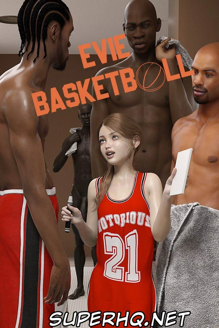 Quadrinhos 3D de Foda Explícita — Evie Transa no Vestiário com o Time de Basquete
