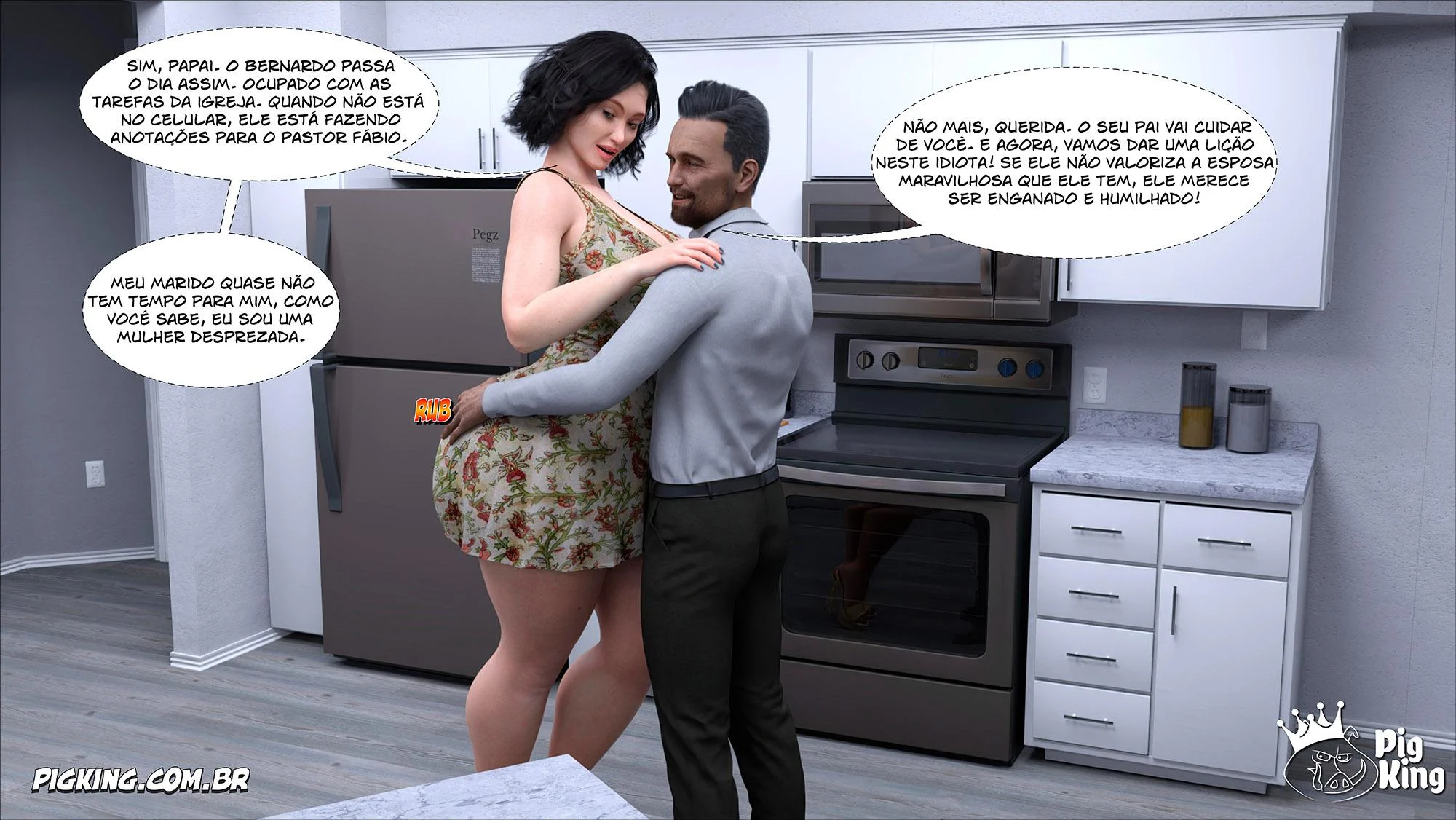 Pai Enlouquecido na Filha Esfomeada: HQ 3D Explícita com Miranda