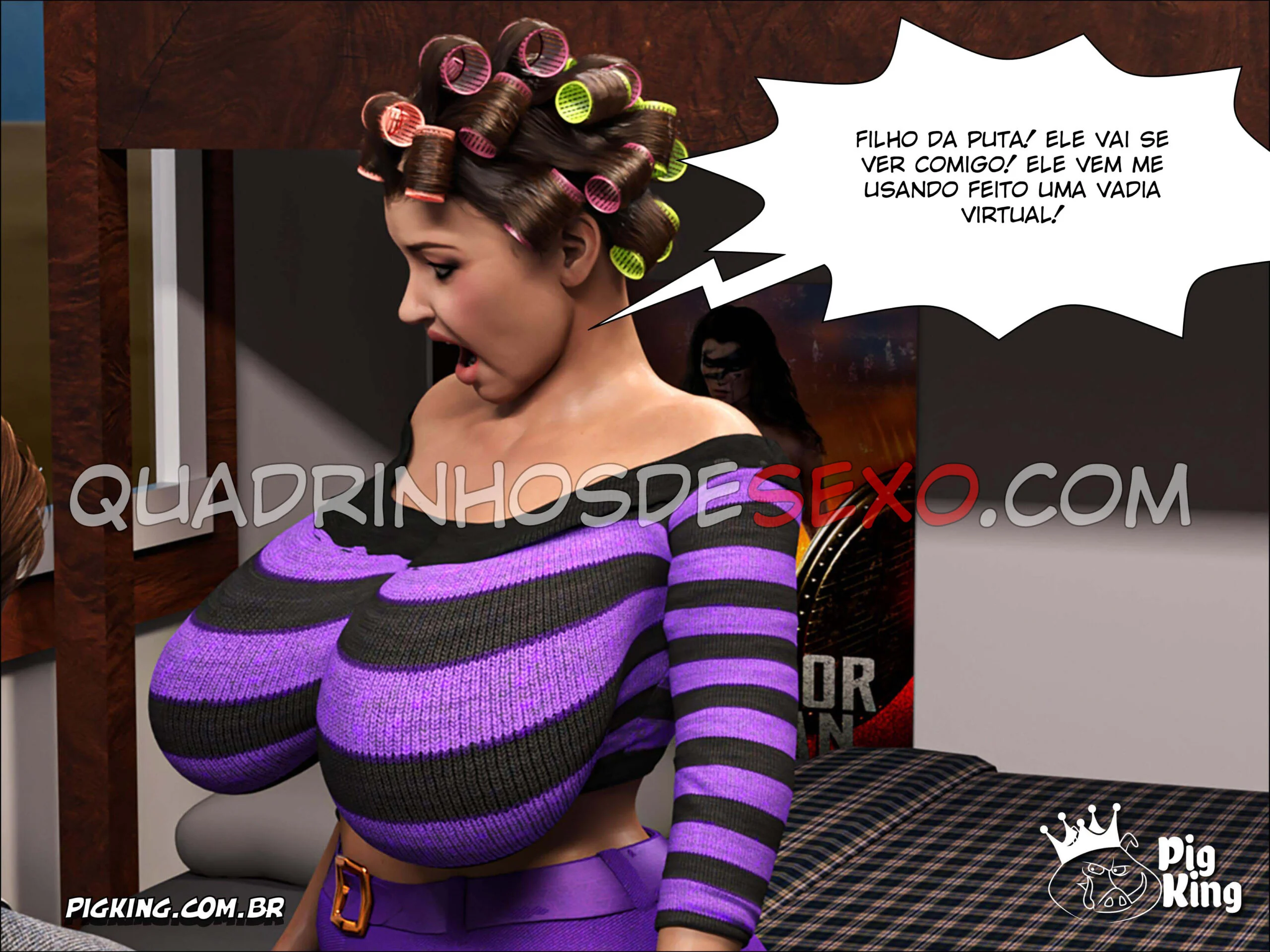Quadrinhos 3D: A Rainha do Sexo Quente e seus Amantes no Ping Pong