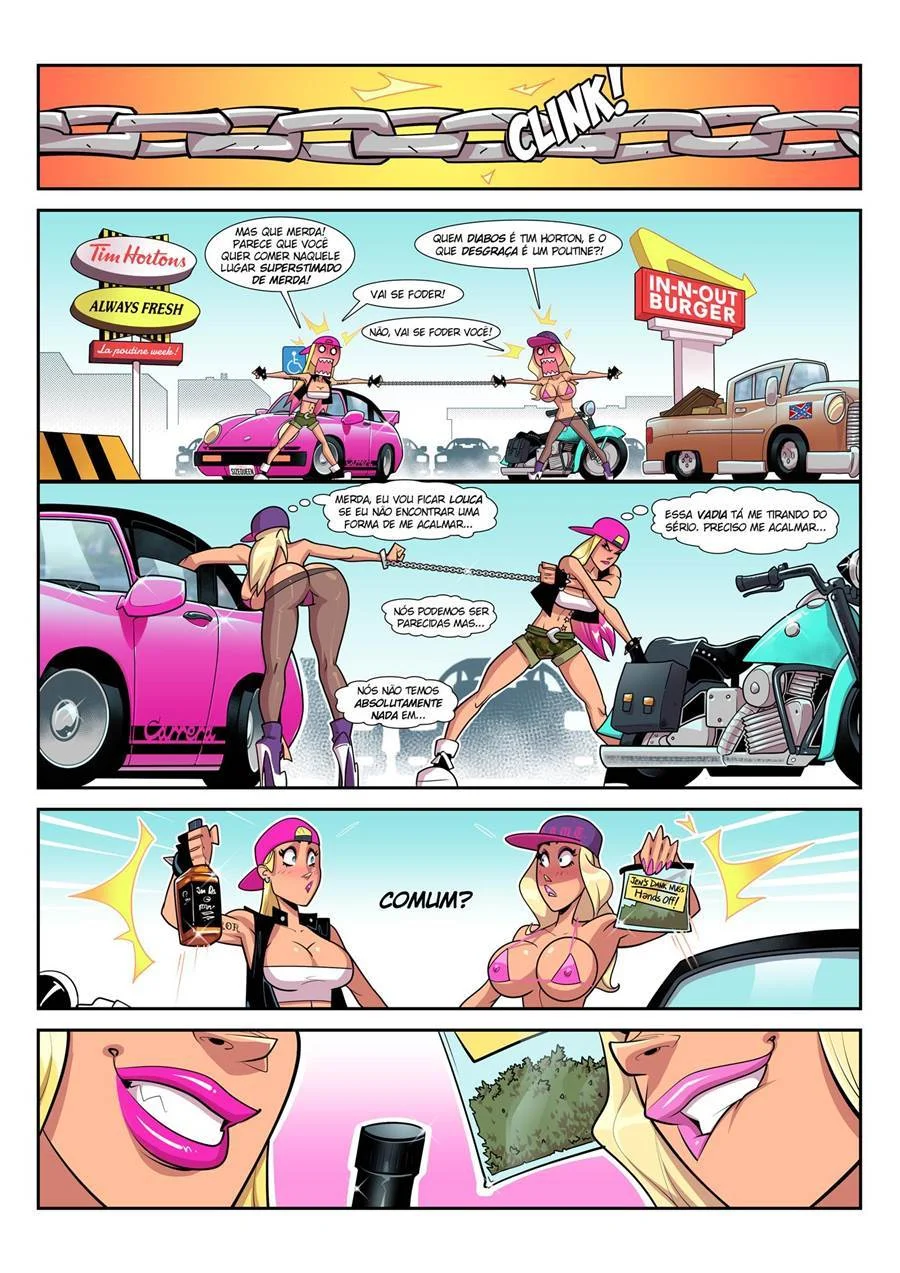 Jen e Amber se odeiam, mas o tesão as une em sexo selvagem nos quadrinhos