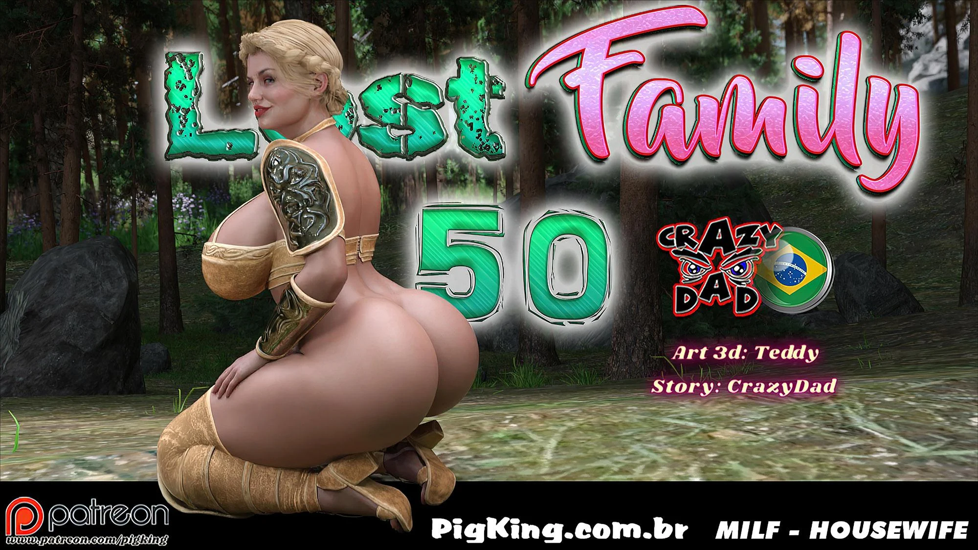 Pearas da Família Confinada: Suruba Proibida em HQ 3D Explícita