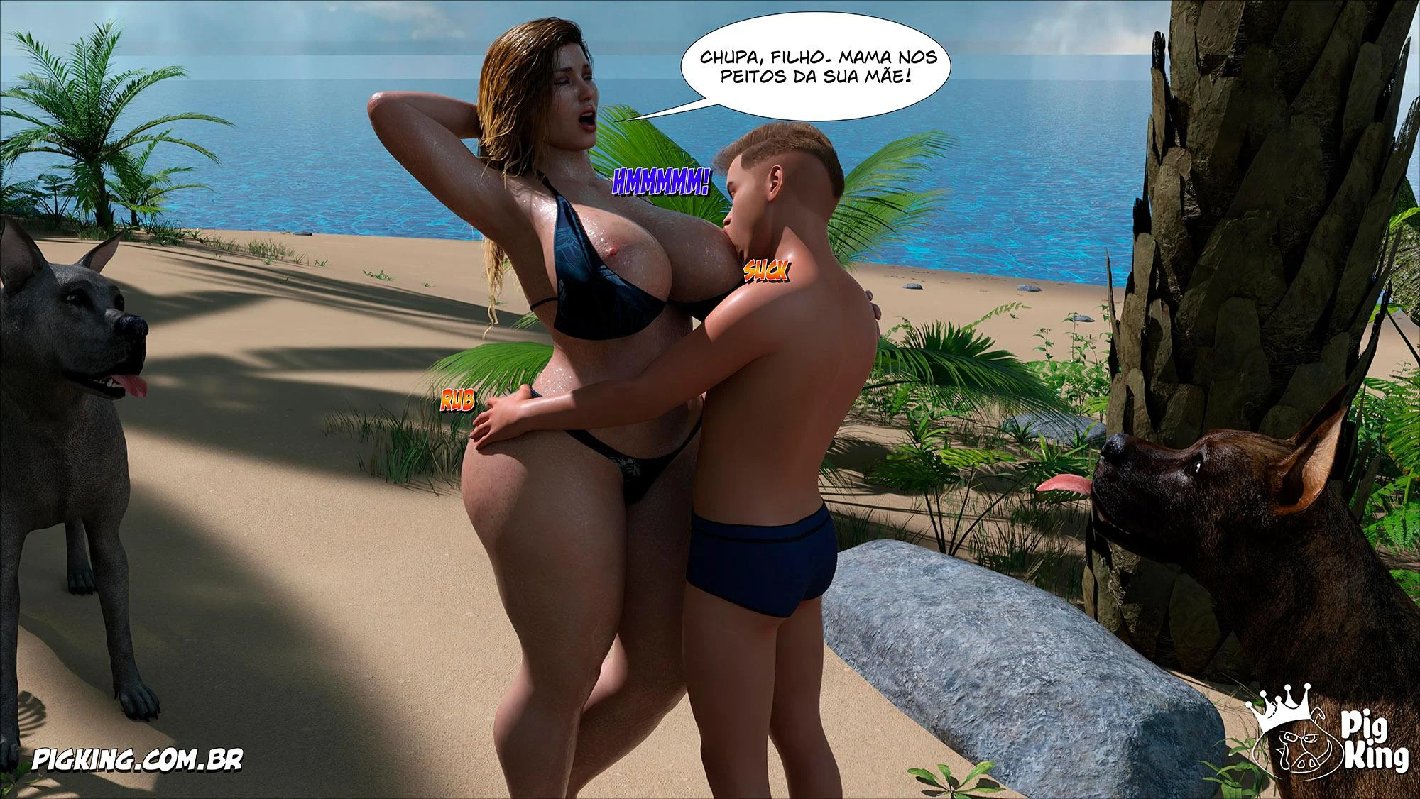 Quadrinhos Eróticos 3D: Família em Confusão Sexual Explícita