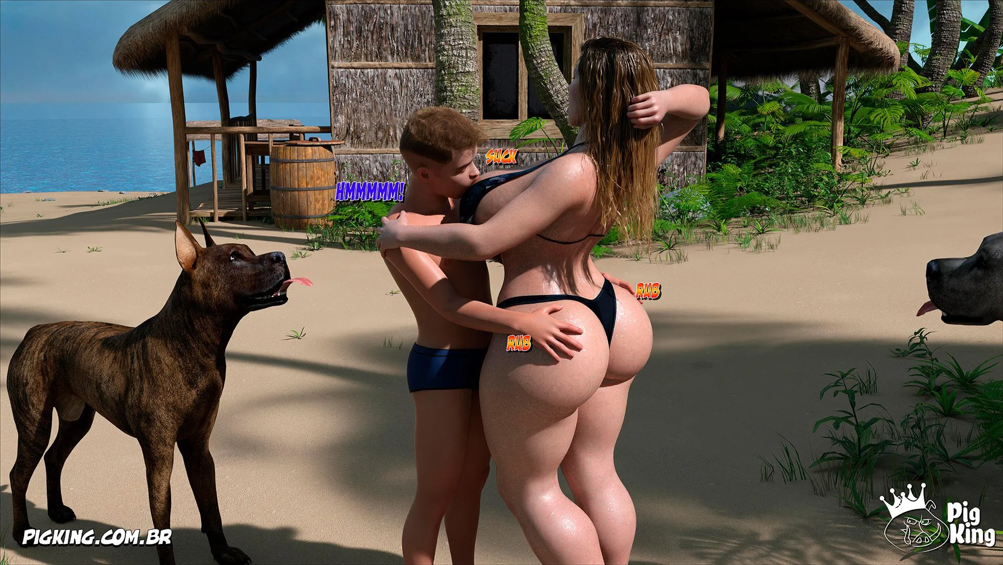 Quadrinhos Eróticos 3D: Família em Confusão Sexual Explícita