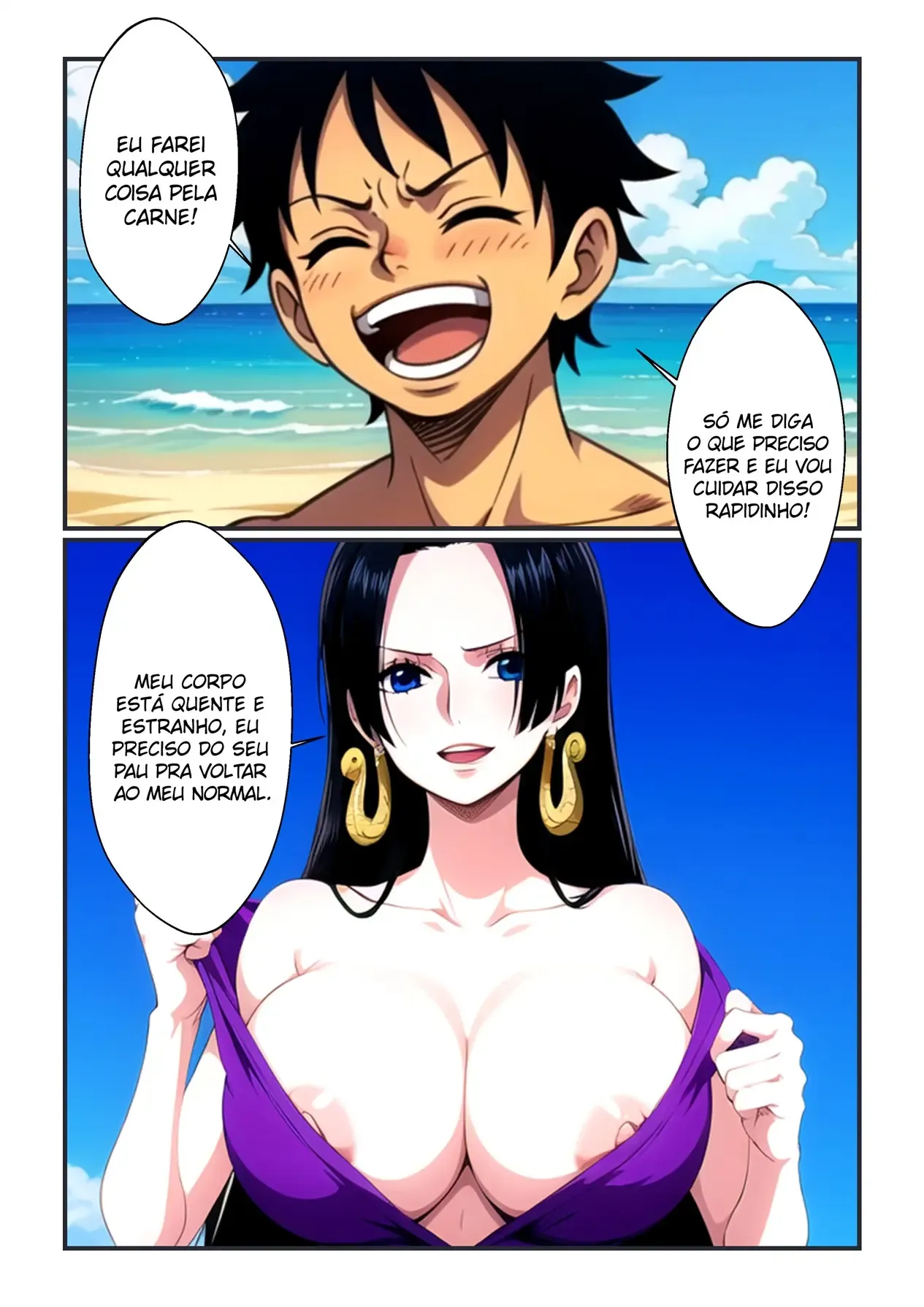 Luffy Fode a Imperatriz Hancock na Areia: Sexo Quente em One Piece