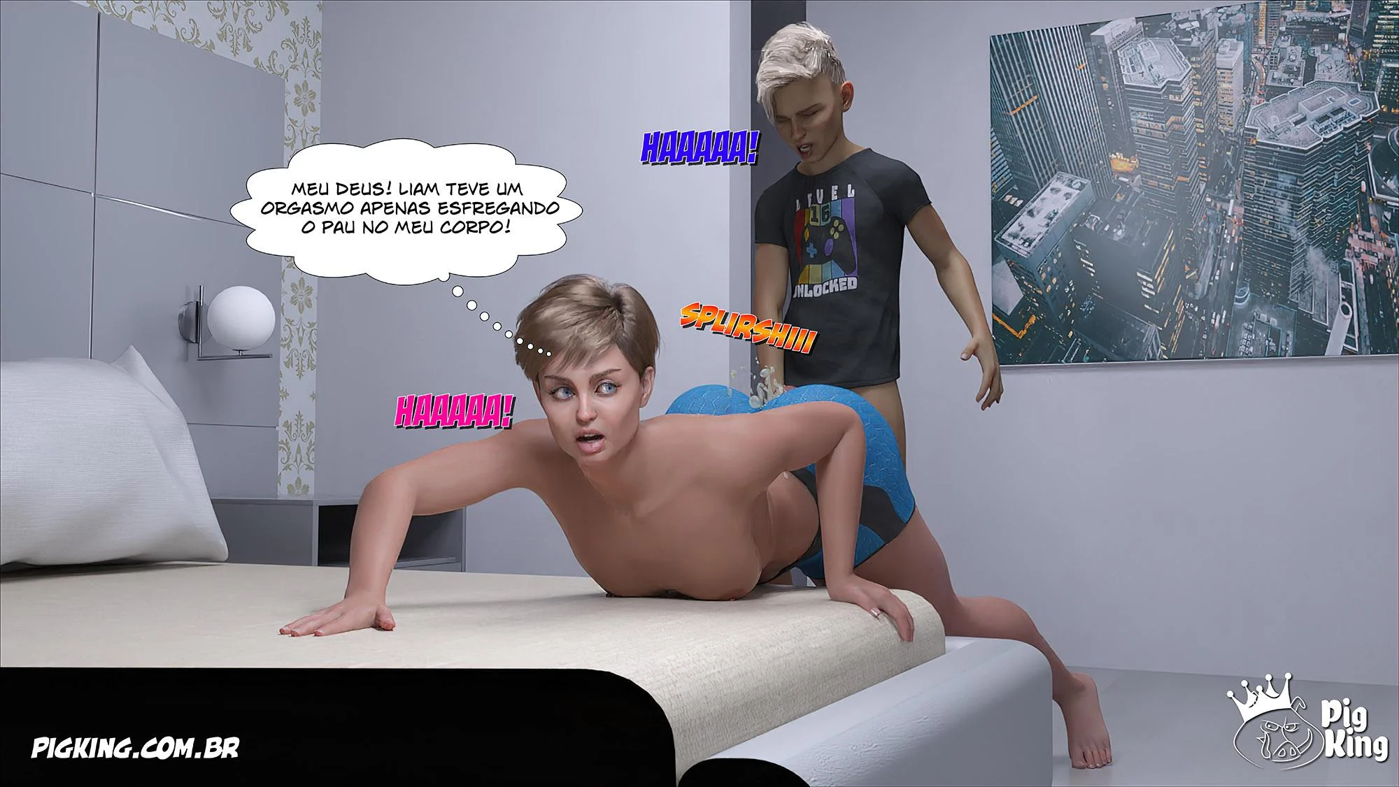 Vadia Submissa em HQ 3D: Enrolada no Sexo com o Pai