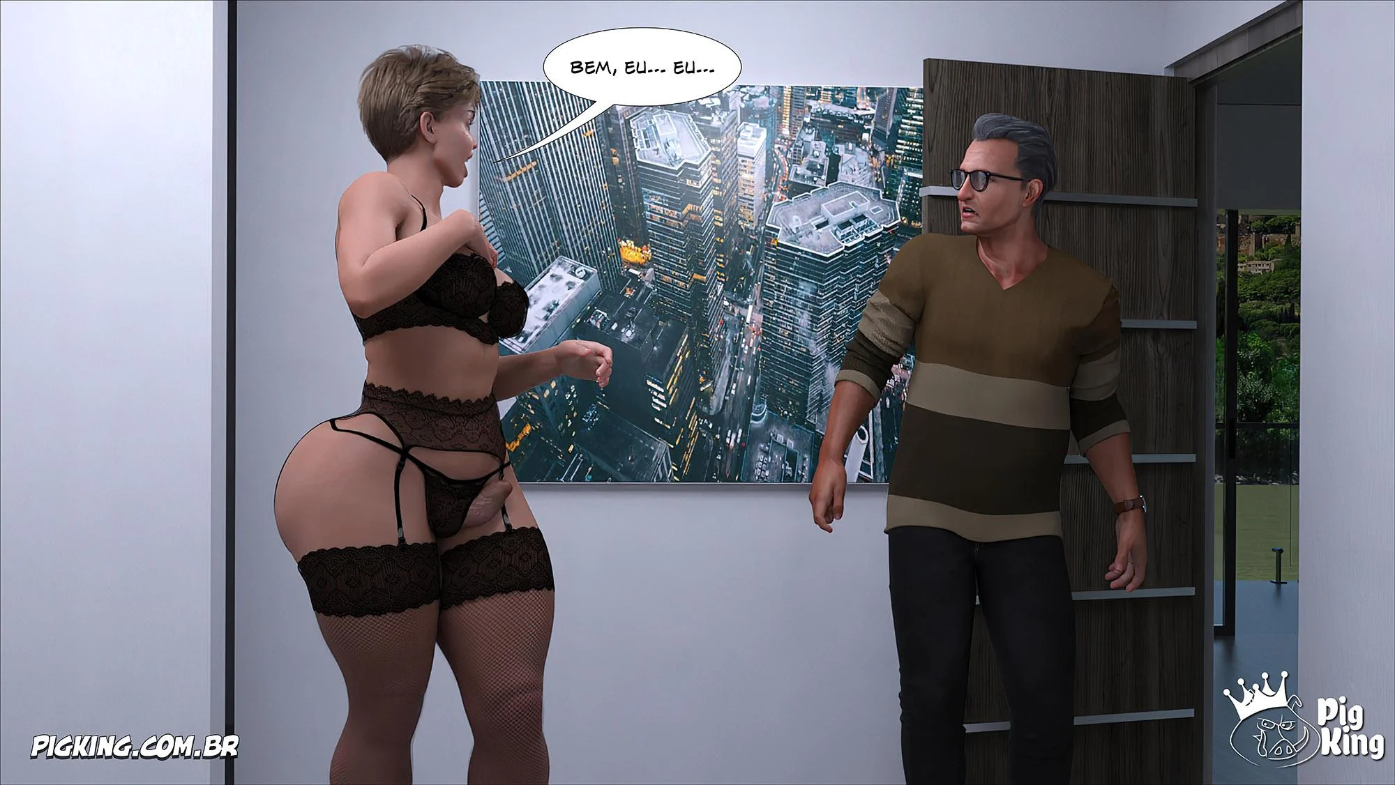 Vadia Submissa em HQ 3D: Enrolada no Sexo com o Pai