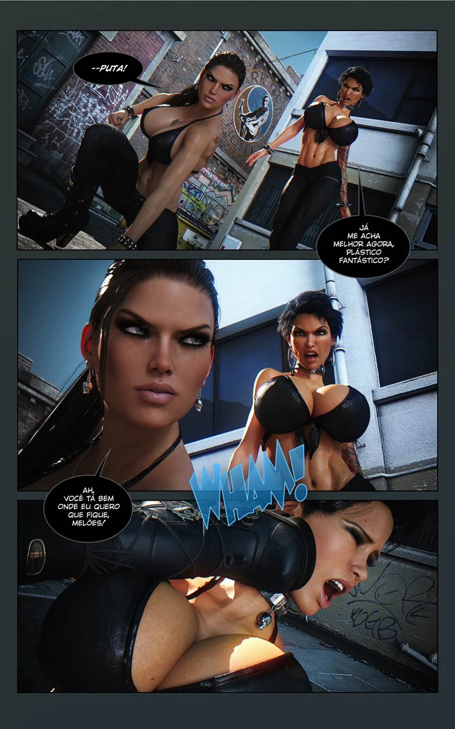 Sexo Explícito 3D: Luta Erótica entre Mulheres Peladas em Quadrinhos Proibidos