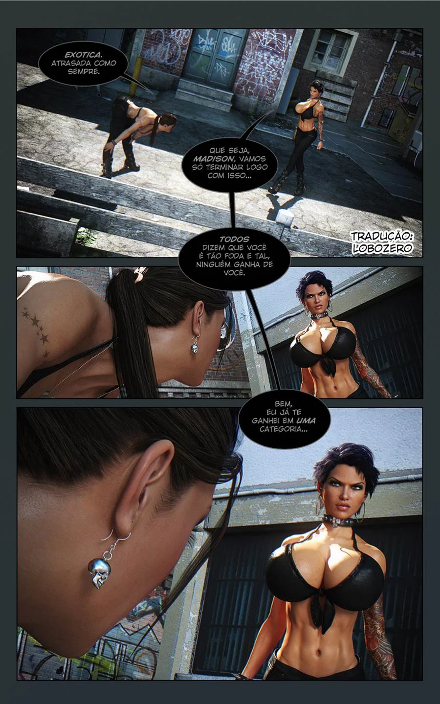 Sexo Explícito 3D: Luta Erótica entre Mulheres Peladas em Quadrinhos Proibidos