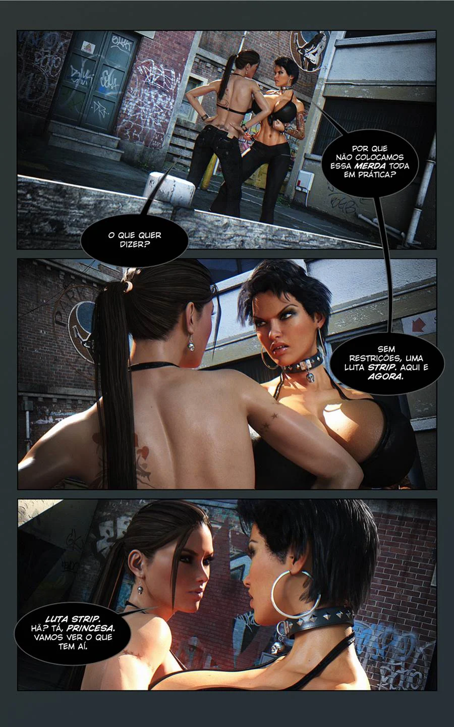 Sexo Explícito 3D: Luta Erótica entre Mulheres Peladas em Quadrinhos Proibidos