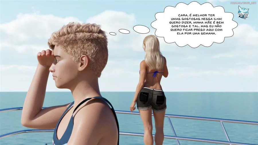 Mãe e Filho se Exibem no Resort: Sacanagem Nua e Proibida em 3D