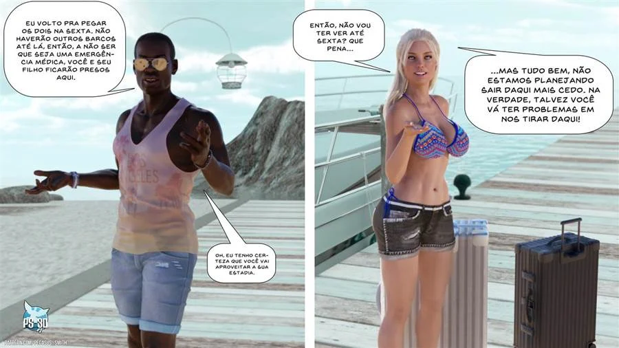 Mãe e Filho se Exibem no Resort: Sacanagem Nua e Proibida em 3D