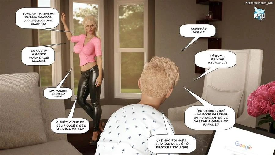 Mãe e Filho se Exibem no Resort: Sacanagem Nua e Proibida em 3D