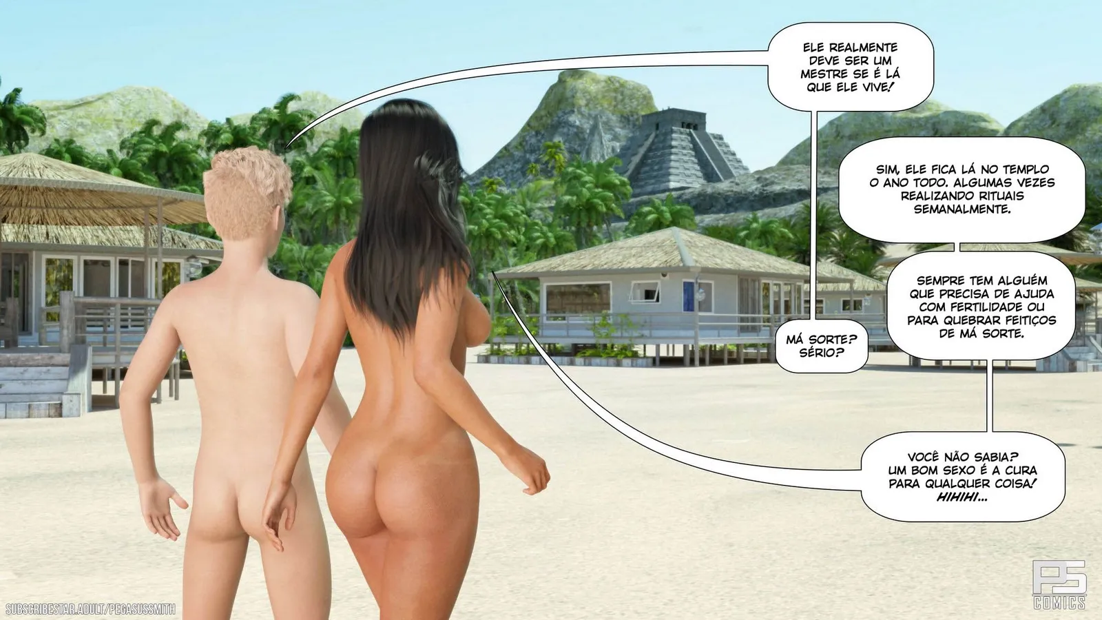 Mamãe Experiente Ensina Filho nos Bastidores do Resort de Naturismo