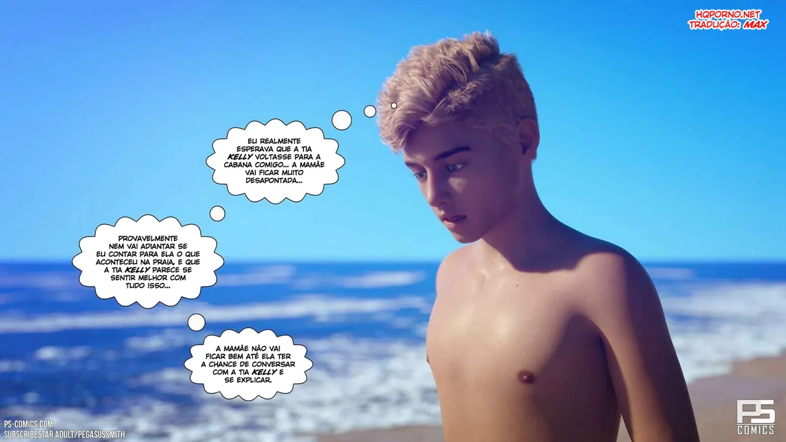 Ela se exibe nua no resort e o filho não se contém