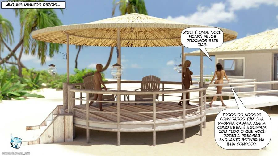 Mãe e Filho Emputecidos em Resort Nudista - Hentai 3D Explícito