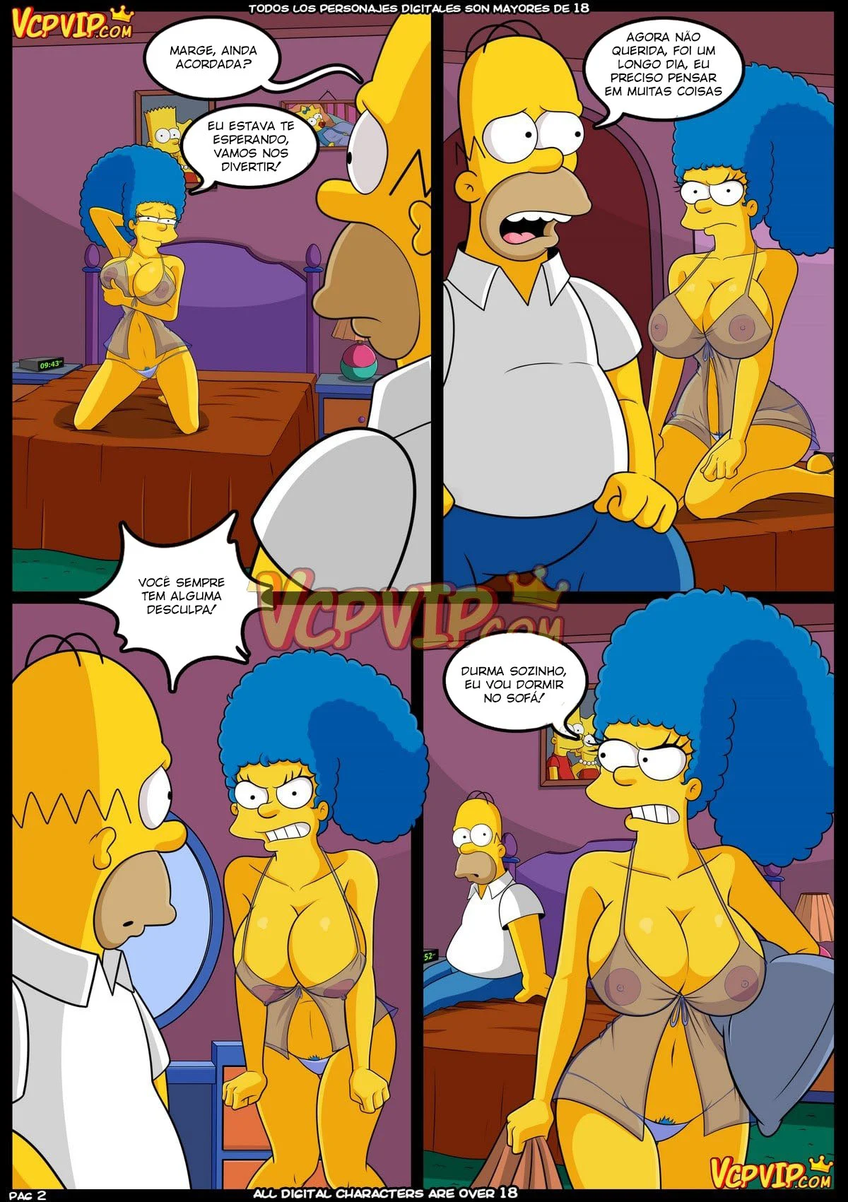 Pornô dos Simpsons: Marge e Homer em Cenas Explícitas de Sexo nos Quadrinhos