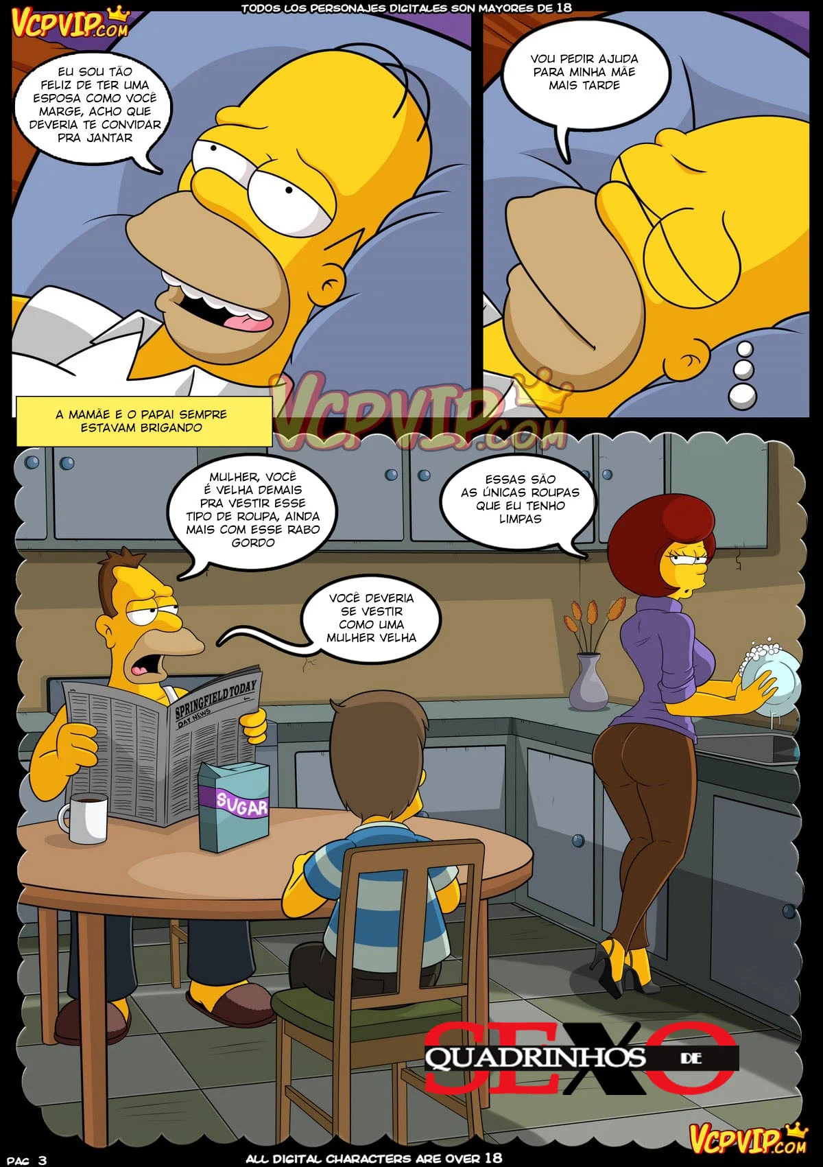 Pornô dos Simpsons: Marge e Homer em Cenas Explícitas de Sexo nos Quadrinhos