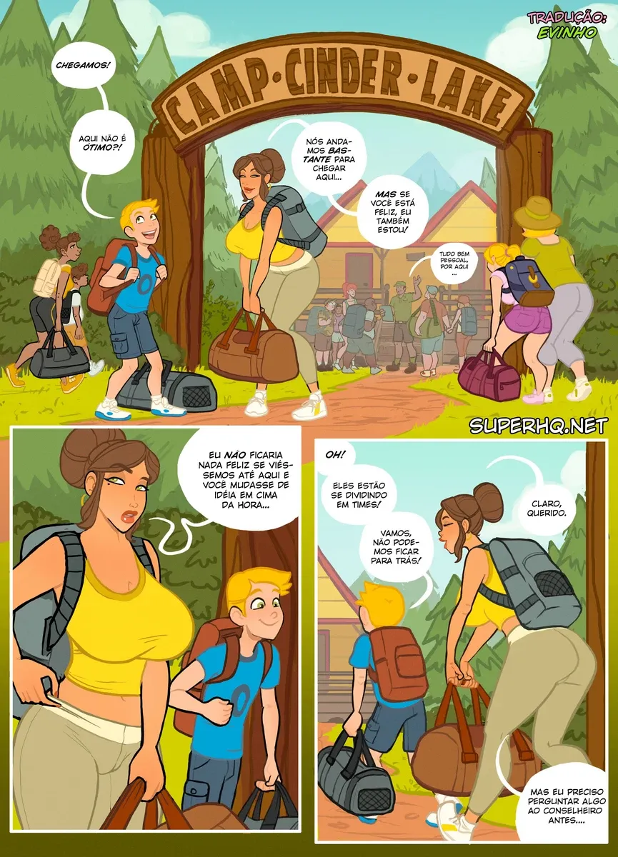 Mamãe Transa com Vários no Acampamento: Orgia Explícita em HQ