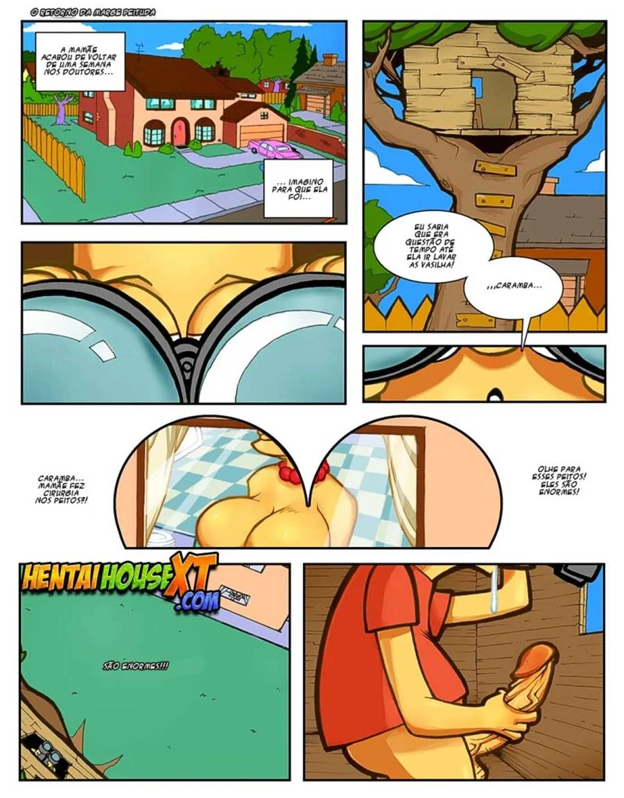 Marge dos Simpsons Transando com o Filho Bart em HQ Pornô Explícita