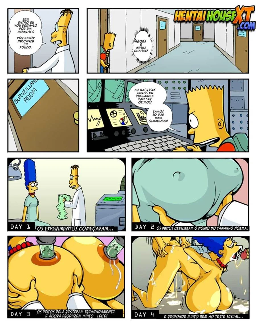 Marge dos Simpsons Transando com o Filho Bart em HQ Pornô Explícita