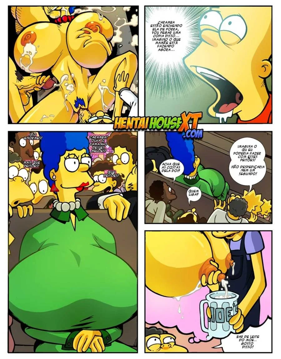 Marge dos Simpsons Transando com o Filho Bart em HQ Pornô Explícita