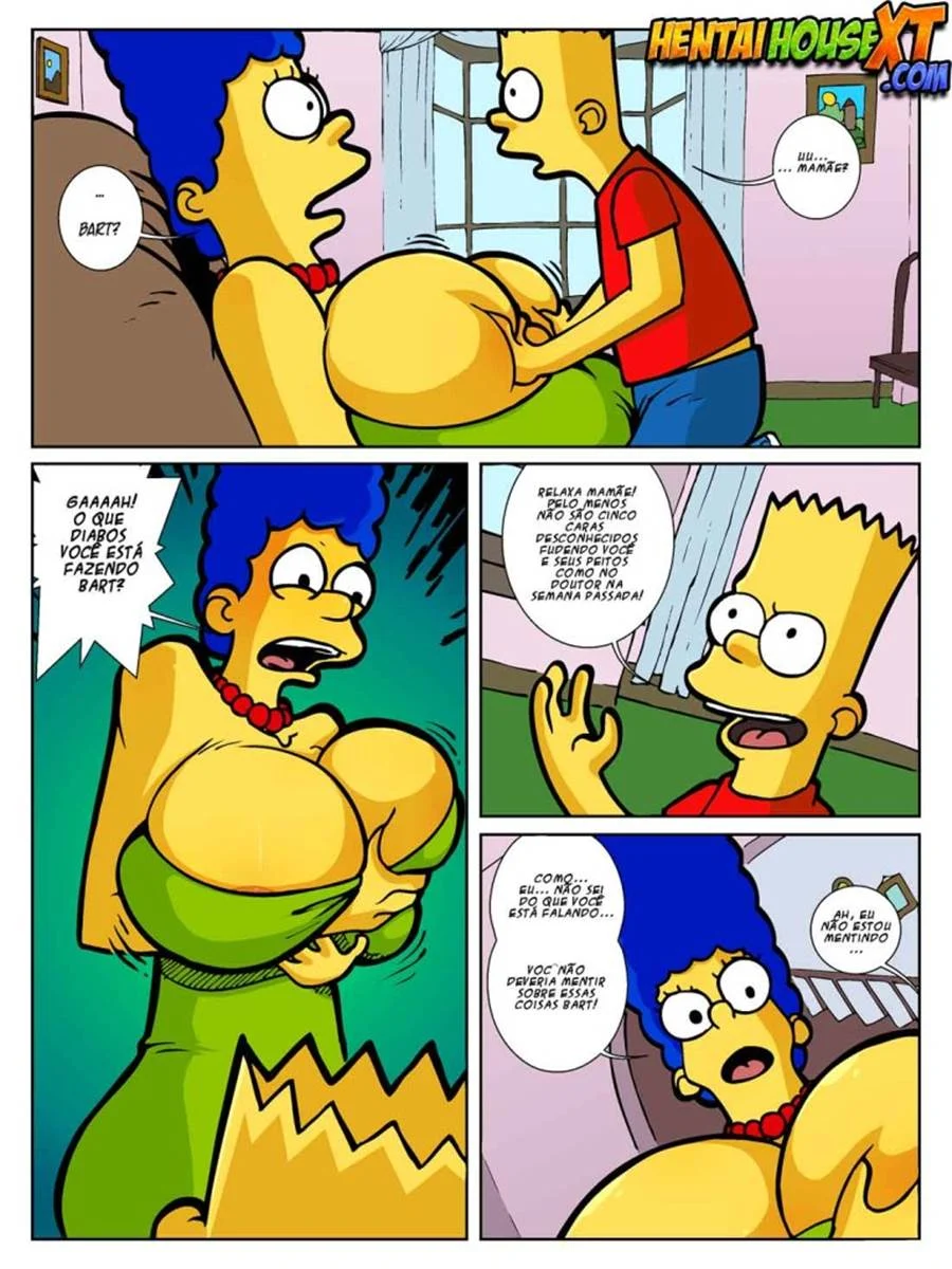Marge dos Simpsons Transando com o Filho Bart em HQ Pornô Explícita