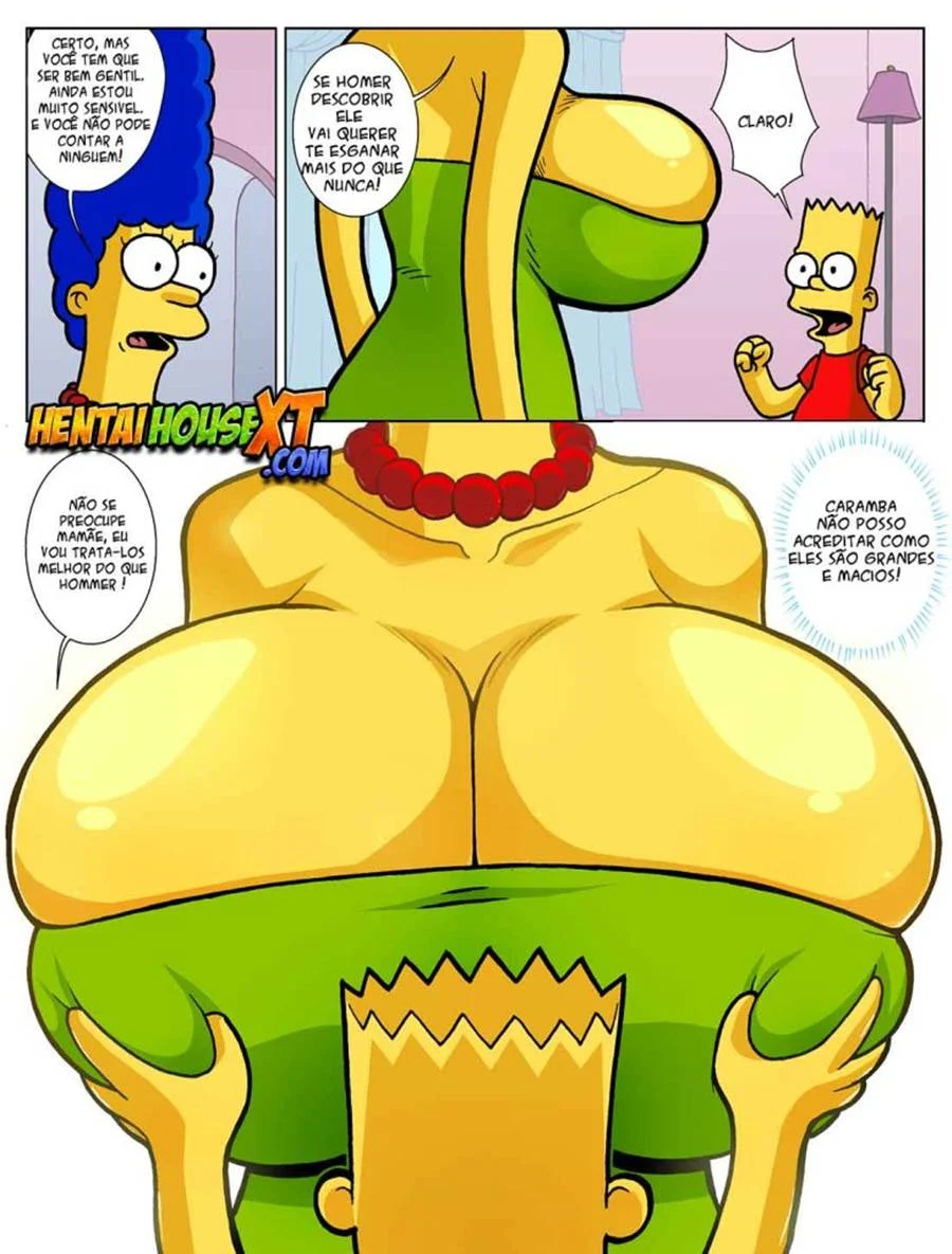 Marge dos Simpsons Transando com o Filho Bart em HQ Pornô Explícita