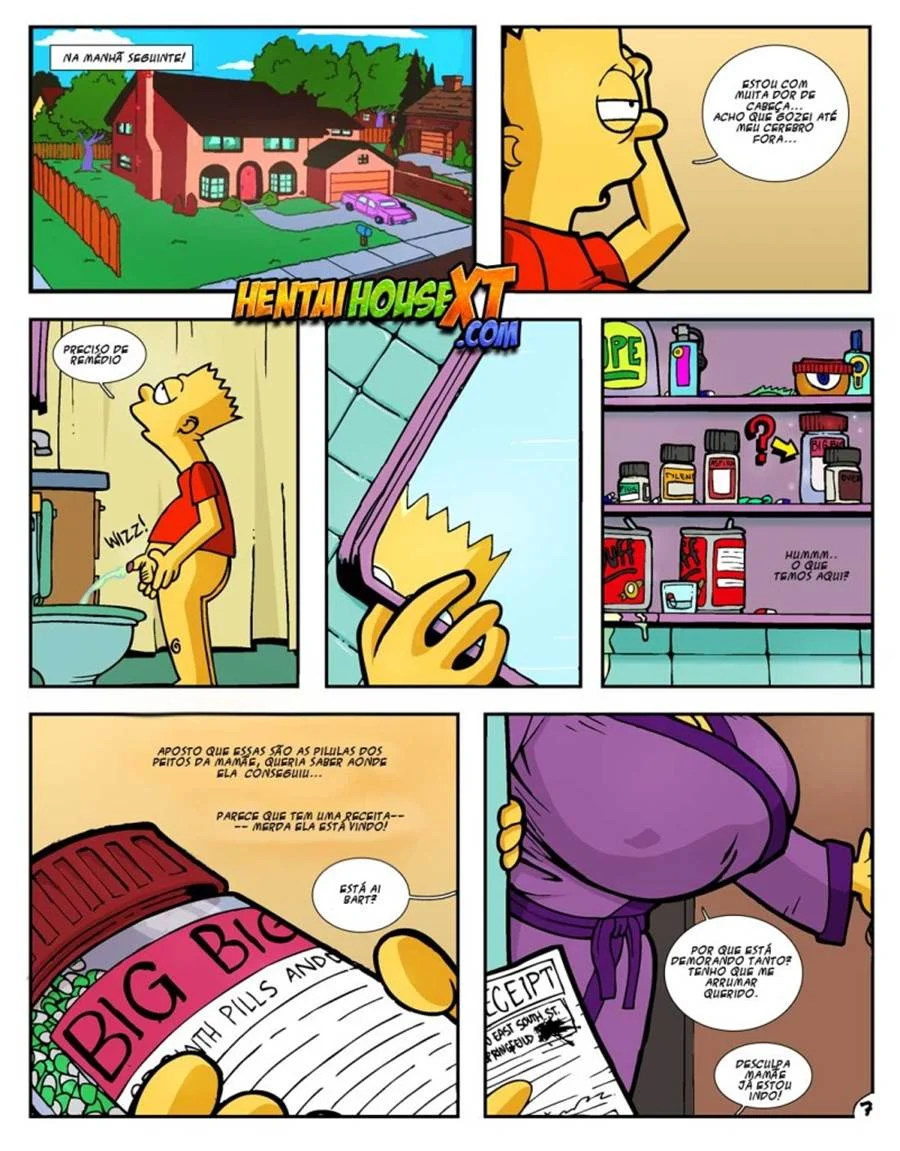 Marge dos Simpsons Transando com o Filho Bart em HQ Pornô Explícita