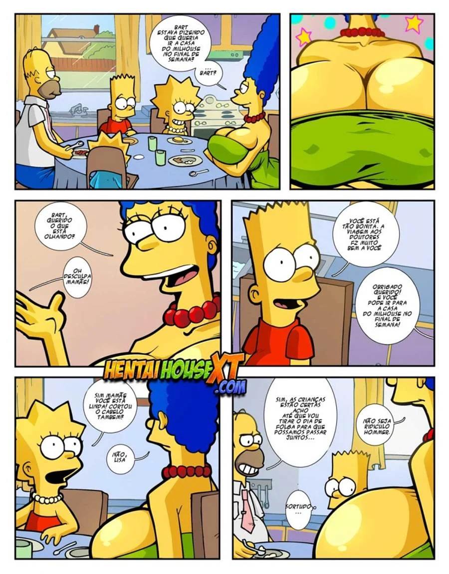 Marge dos Simpsons Transando com o Filho Bart em HQ Pornô Explícita