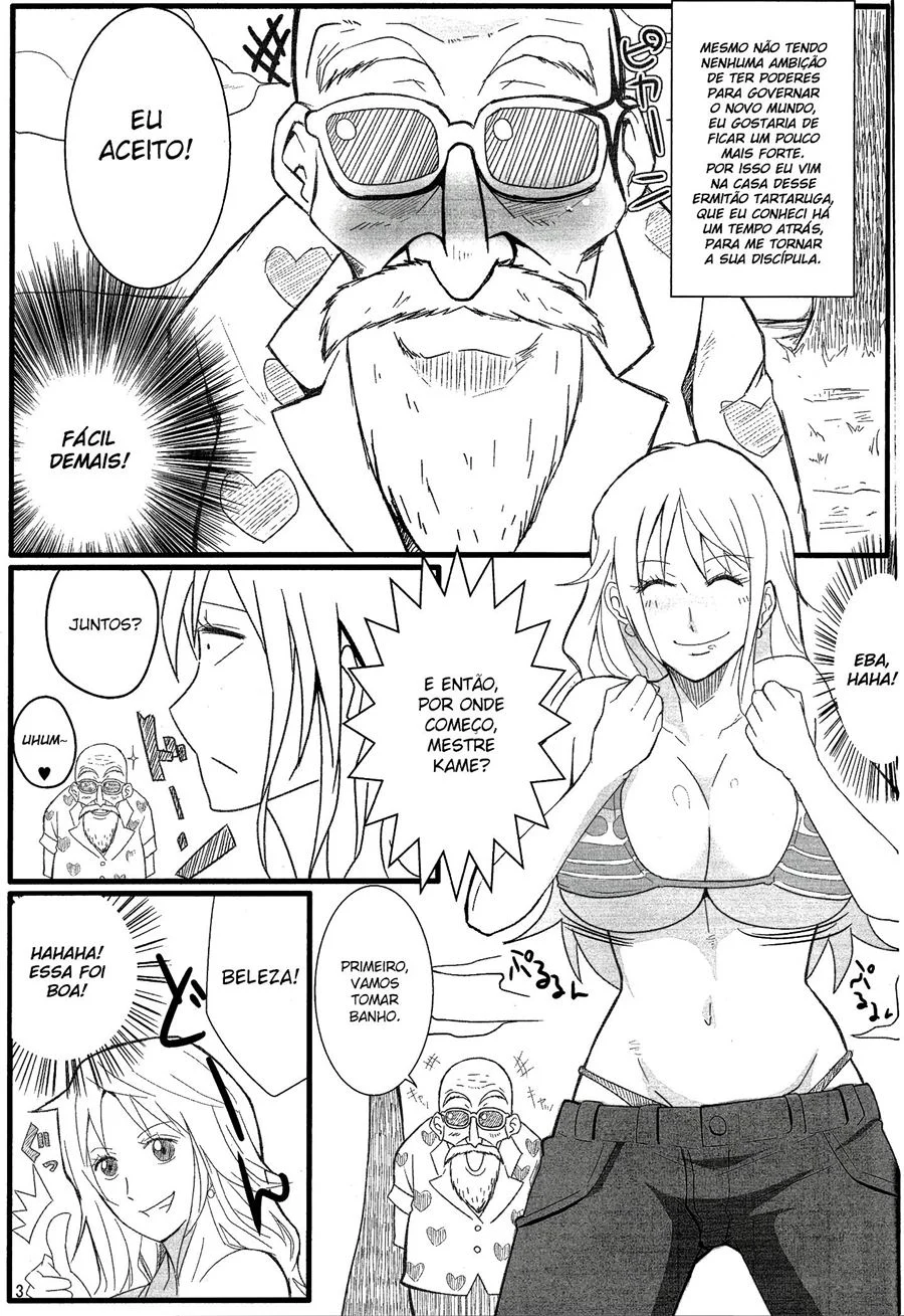 Namorada do Luffy dando para o mestre Kame: foda explícita nos quadrinhos