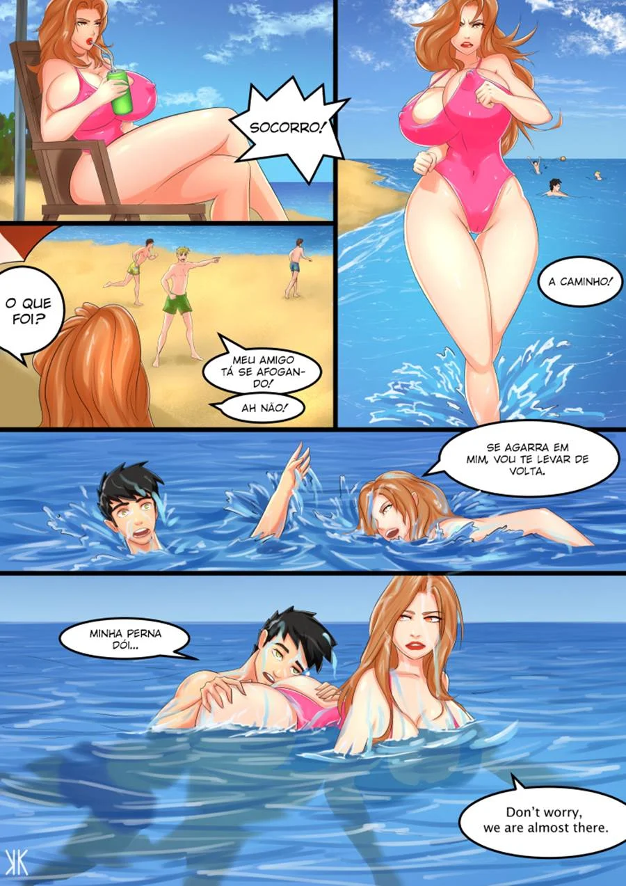 Desespero na Praia: Sexo Explícito em HQ para Aliviar o Amigo