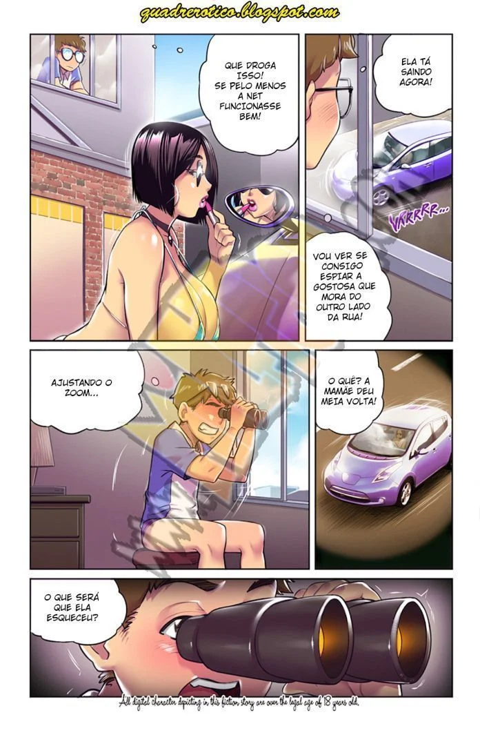 Vizinho Tarado Fode a Mãe Gostosa no Quintal - Hentai Explícito em HQ