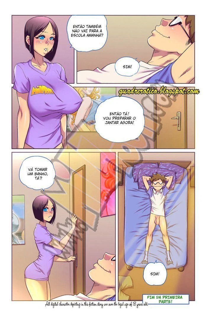 Vizinho Tarado Fode a Mãe Gostosa no Quintal - Hentai Explícito em HQ