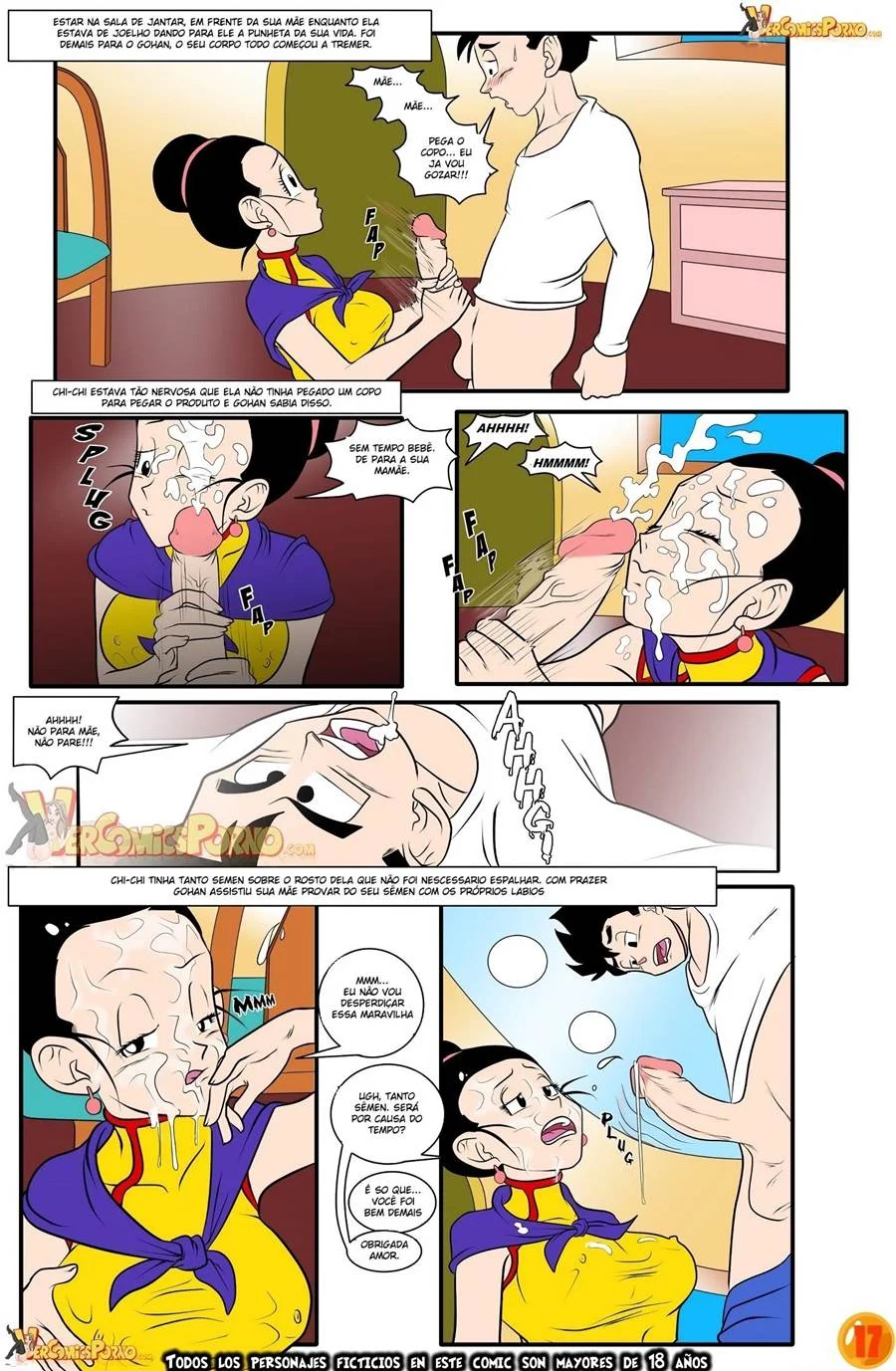 Leite Quente: Gohan Fode a Mãe Ingenua em HQ Erótica Explícita