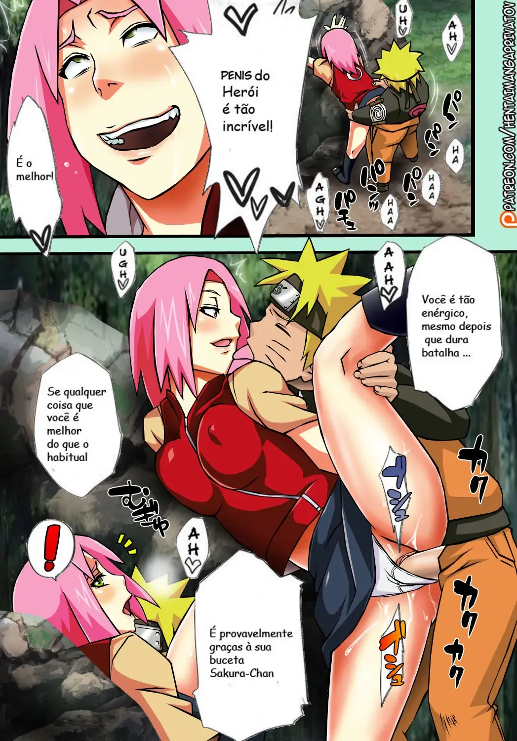 Naruto Transando Brutalmente no Meio da Mata - Hentai Explícito em HQ