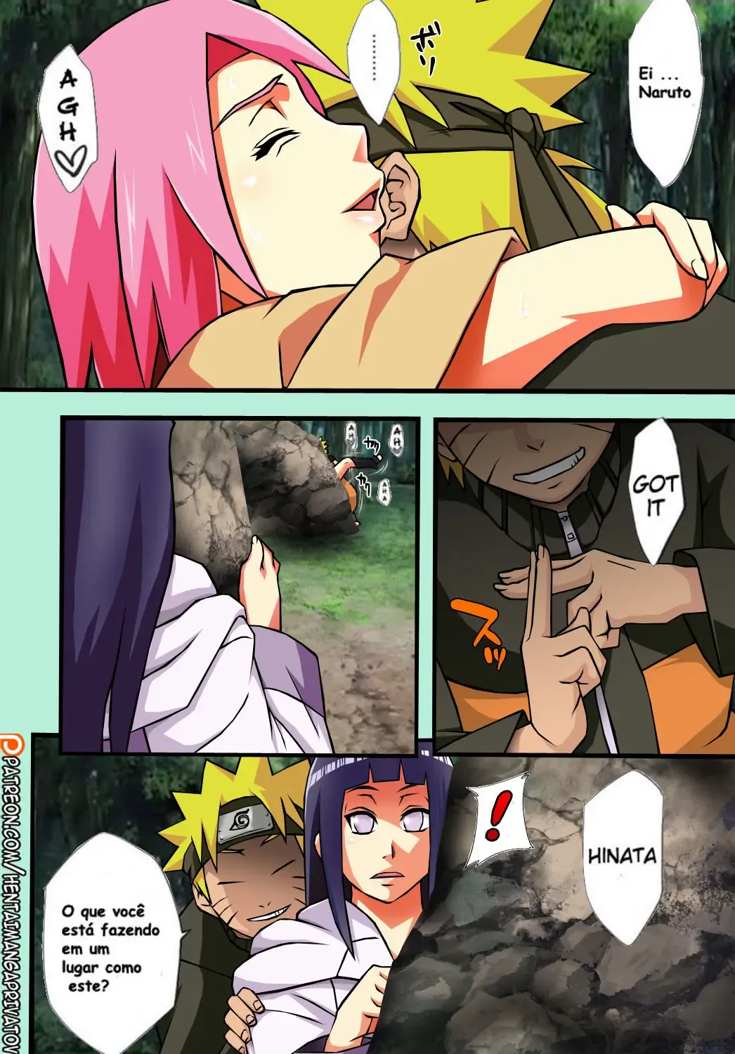 Naruto Transando Brutalmente no Meio da Mata - Hentai Explícito em HQ