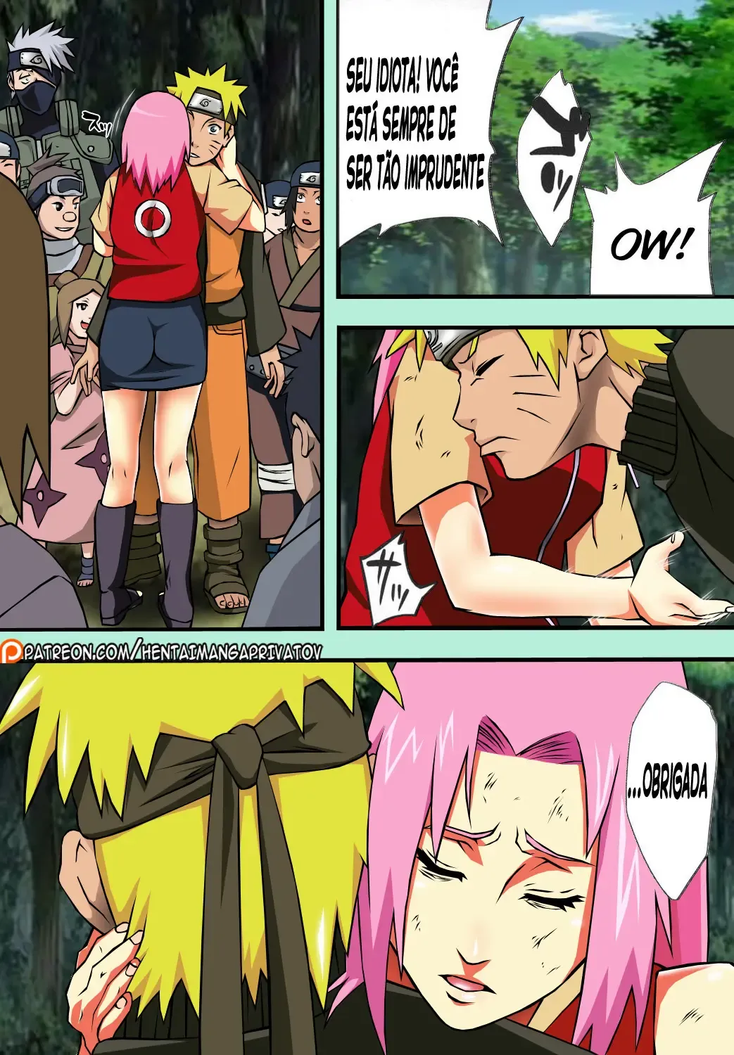 Naruto Transando Brutalmente no Meio da Mata - Hentai Explícito em HQ